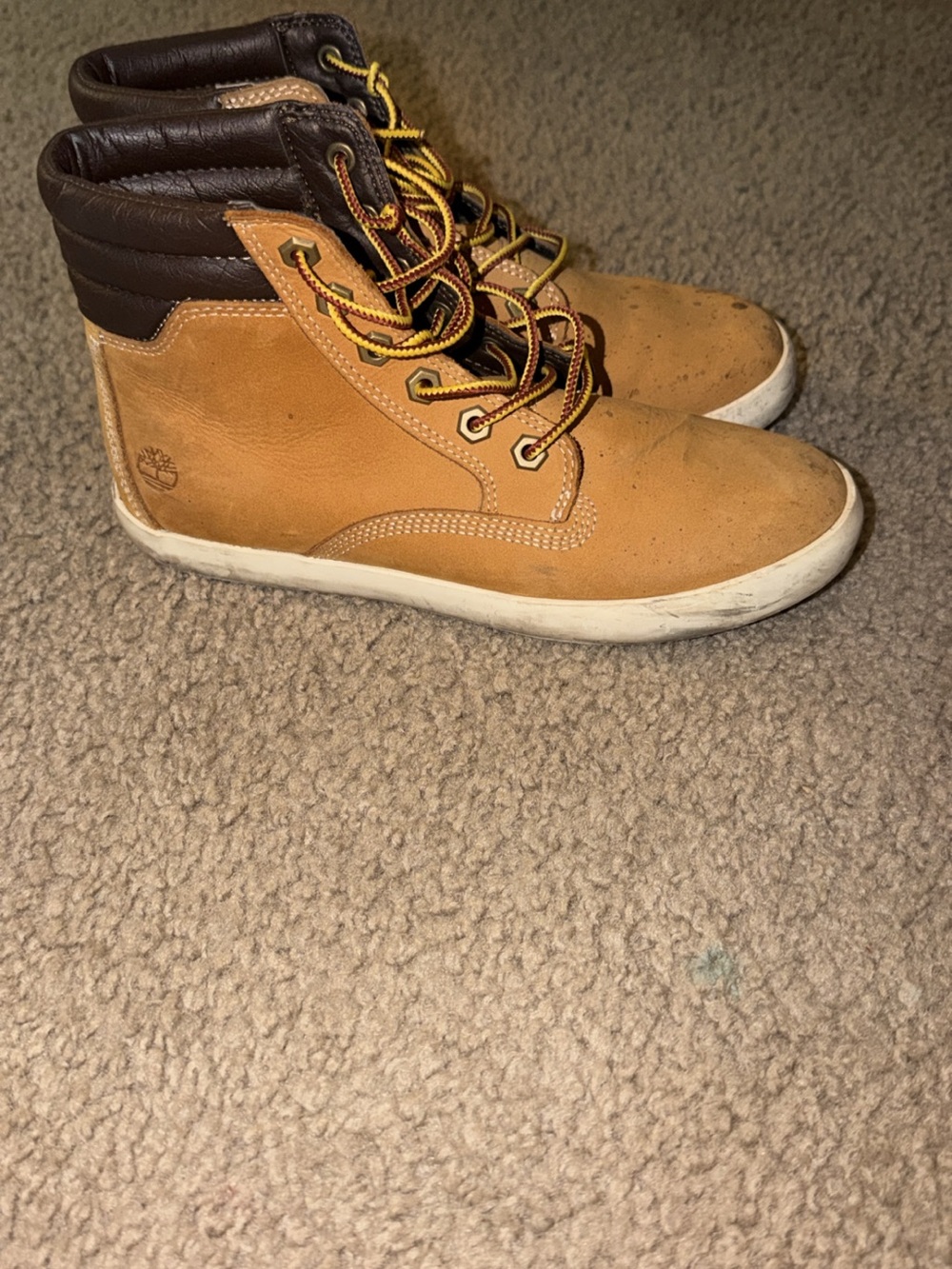 Timberland Wheat and Dark Brown High-Top Leather Sneakers